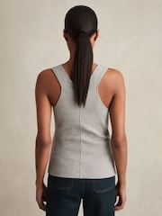 Reiss Grey Marl Lyra Ribbed Cowl-Neck Vest - Image 5 of 6
