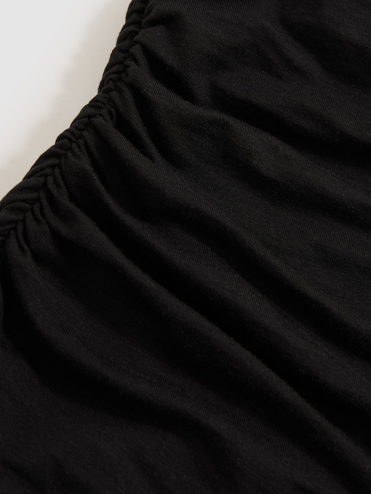 Reiss Black Zuri Stretch Lyocell Draped Top - Image 6 of 6