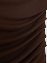 Reiss Chocolate Brown Serena Modal-Blend Ruched Off-Shoulder Top - Image 7 of 7