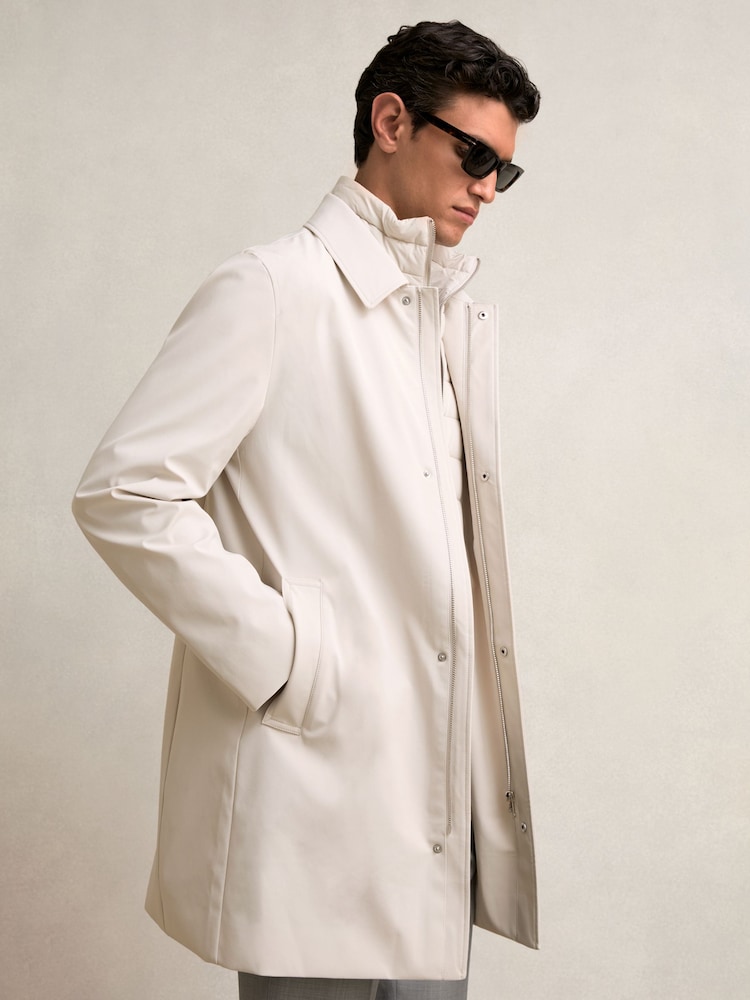 Reiss Light Stone Logan Removable Gilet Hybrid Overcoat - Image 1 of 9