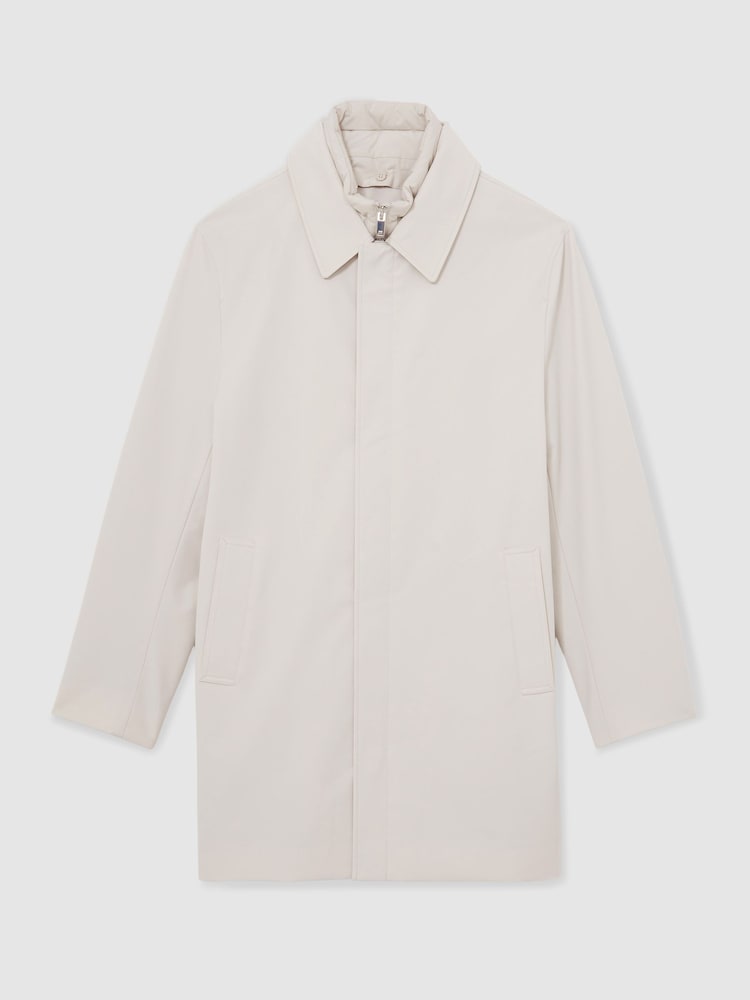 Reiss Light Stone Logan Hybrid Removable Funnel Neck Overcoat - Image 2 of 9 Reiss Light Stone Logan Hybrid Removable Funnel Neck Overcoat - Image 2 of 9