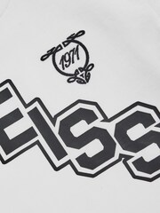 Reiss White/Navy Glen 9-13 yrs Cotton Oversized Logo T-Shirt - Image 4 of 4