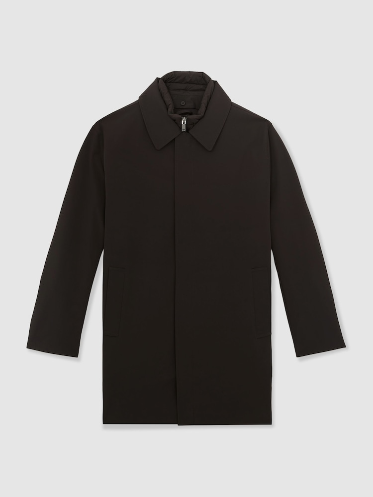 Reiss Brown Logan Removable Gilet Hybrid Overcoat - Image 2 of 8