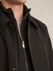 Reiss Brown Logan Removable Gilet Hybrid Overcoat - Image 5 of 8