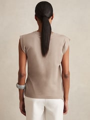 Reiss Taupe Neutral Tilly Cotton Drape T-Shirt - Image 5 of 6