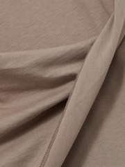 Reiss Taupe Neutral Tilly Cotton Drape T-Shirt - Image 6 of 6