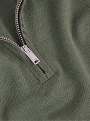 Reiss Kale Green Blackhall 13-14 yrs Merino Wool Half-Zip Funnel Neck Jumper - Image 4 of 4