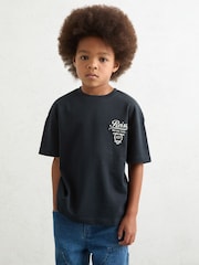 Reiss Washed Blue/White Russell 3-9 yrs Cotton Motor Cars-Print T-Shirt - Image 3 of 4