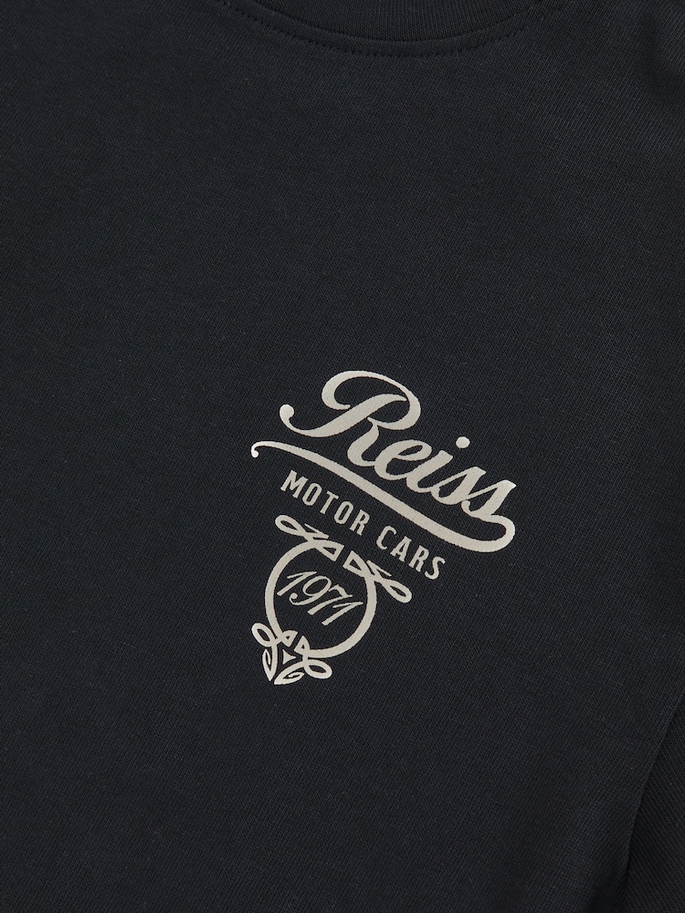 Reiss Washed Blue/White Russell 3-9 yrs Cotton Motor Cars-Print T-Shirt - Image 4 of 4