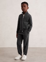 Reiss Derby Grey Melange Hampshire 13-14 yrs Merino Wool Zip-Through Funnel-Neck Cardigan - Image 3 of 4