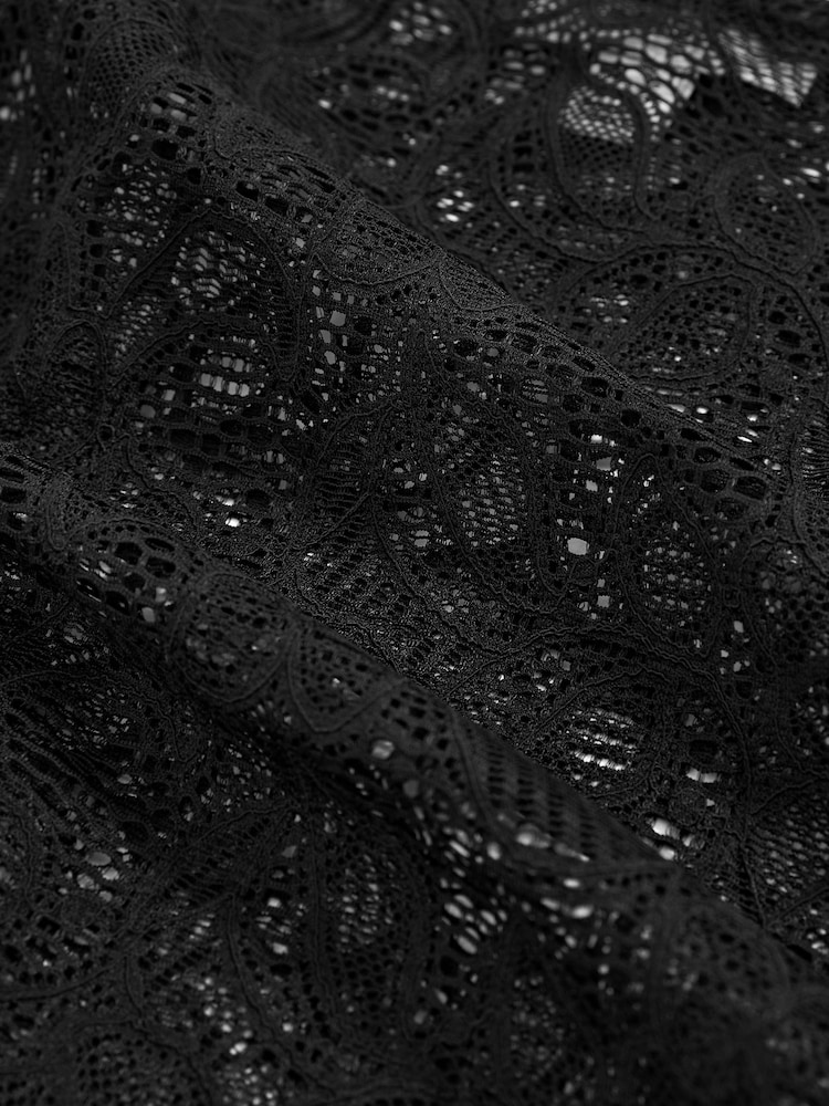 Reiss Black Tia Floral Print Lace Bodysuit - Image 7 of 7