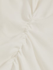 Reiss White Tess Stretch Cotton Ruched Ribbed T-Shirt - Image 6 of 6