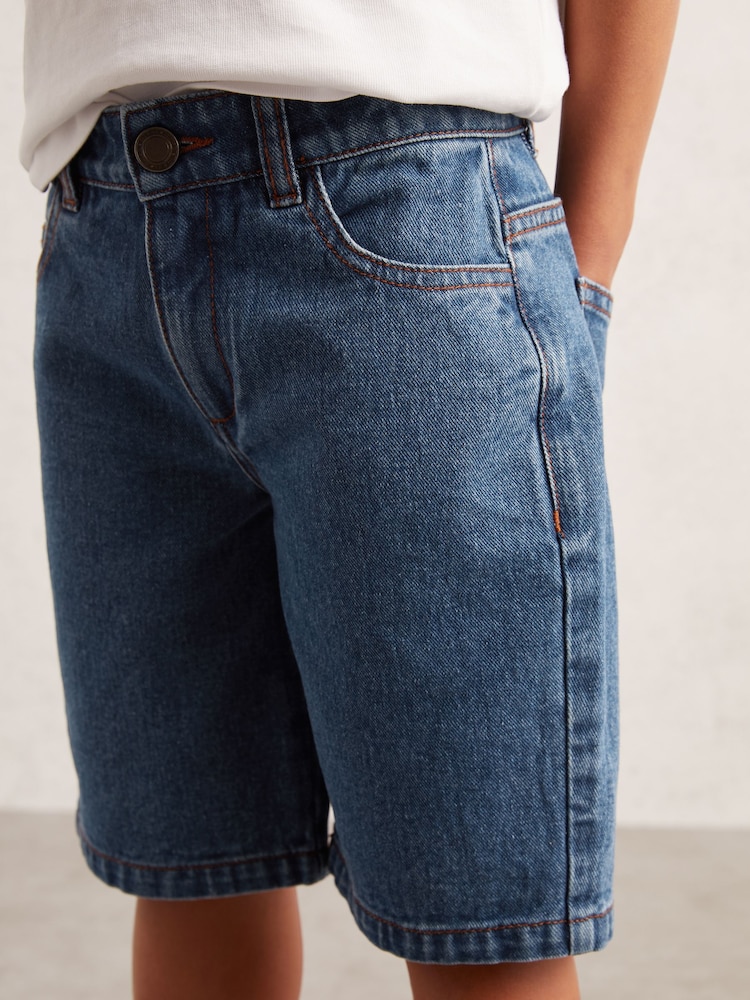 Reiss Mid Blue Bryan 9-13 yrs Denim Bermuda Shorts - Image 1 of 4 Reiss Mid Blue Bryan 9-13 yrs Denim Bermuda Shorts - Image 1 of 4