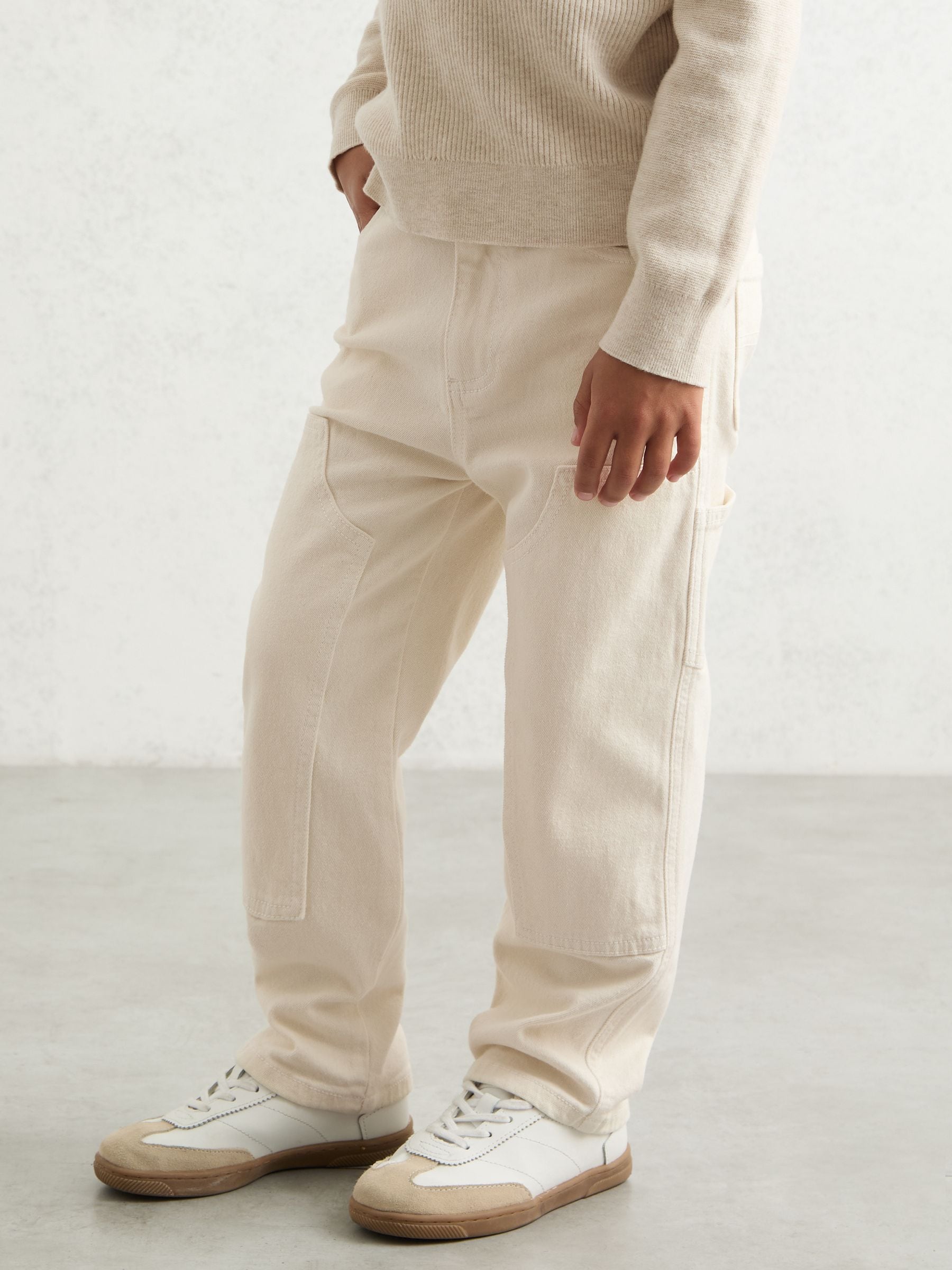 Reiss Off White 9-13 Yrs Straight-leg Carpenter Jeans In White