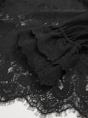 Reiss Navy Emilia Lace Flared-Cuff Blouse - Image 5 of 5
