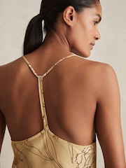 Reiss Gold Rochelle Satin Floral-Print Slip Maxi Dress - Image 4 of 7