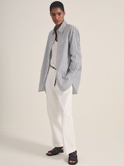 Reiss White/Navy Blair Reiss | Les 100 Ciels Stripe Shirt - Image 1 of 5