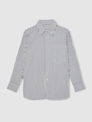 Reiss White/Navy Blair Reiss | Les 100 Ciels Stripe Shirt - Image 2 of 5