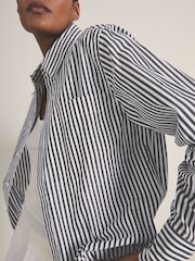 Reiss White/Navy Blair Reiss | Les 100 Ciels Stripe Shirt - Image 3 of 5