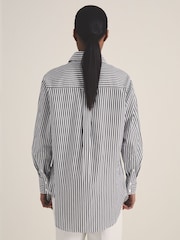Reiss White/Navy Blair Reiss | Les 100 Ciels Stripe Shirt - Image 4 of 5