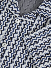 Reiss Blue Vallatta Zig-Zag Knit Cuban-Collar Shirt - Image 4 of 4