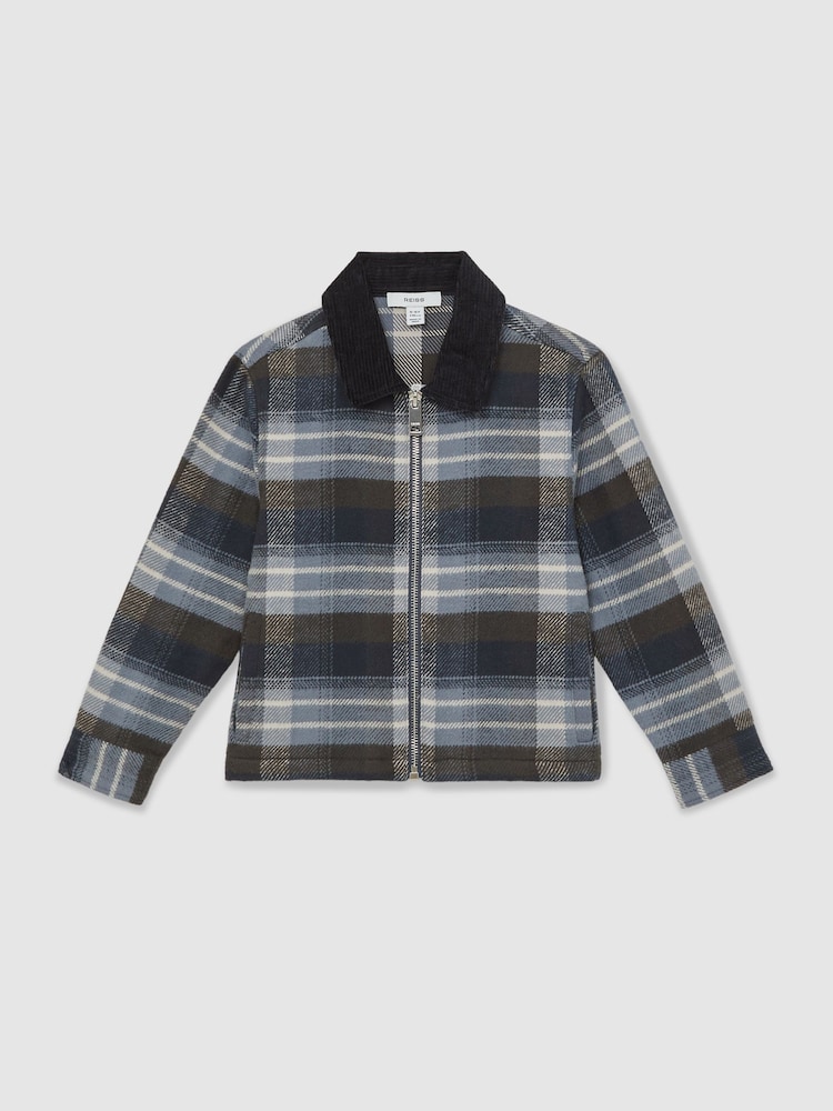 Reiss Blue Quincy Cotton Check Motor Cars Overshirt - Image 2 of 5 Reiss Blue Quincy Cotton Check Motor Cars Overshirt - Image 2 of 5
