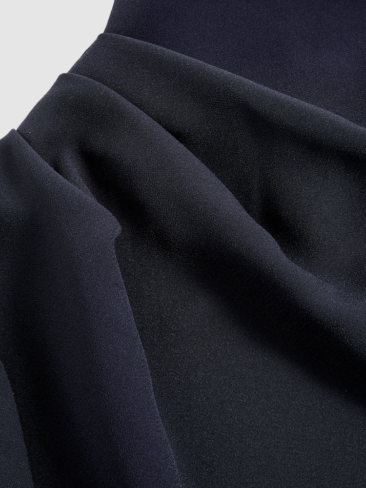 Reiss Navy Elle One-Shoulder Draped Top - Image 6 of 6