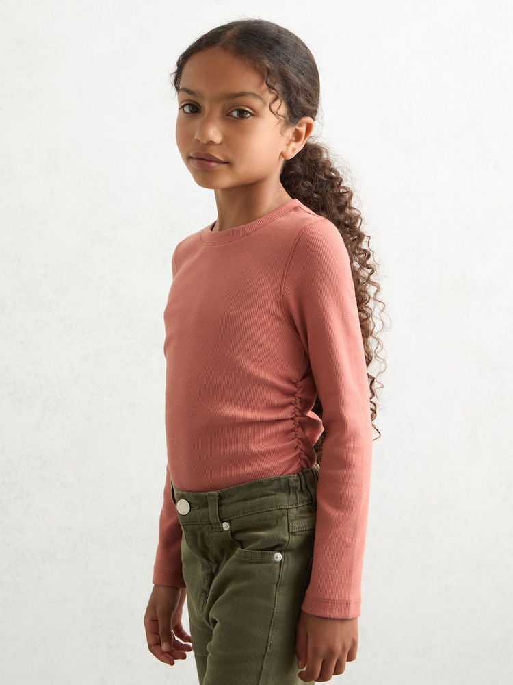 Reiss Rose Trina Cotton Ruched Long-Sleeve T-Shirt with Stretch - Image 2 of 4