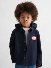 Reiss Navy Prescott 9-13 yrs Cotton Removable-Hood Motor Cars Jacket - Image 1 of 5