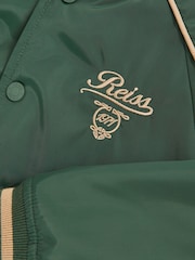 Reiss Forest Green/Off White Harvey Motor Cars Embroidered Bomber Jacket - Image 4 of 4