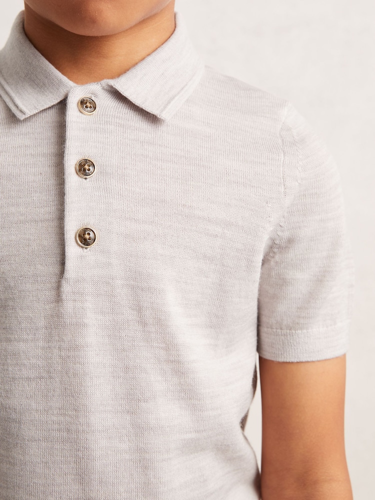 Reiss Wicker Melange Manor Merino Wool Short Sleeve Polo Shirt - Image 1 of 4