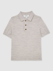 Reiss Wicker Melange Manor Merino Wool Short Sleeve Polo Shirt - Image 2 of 4