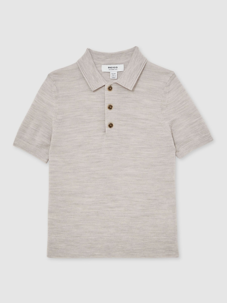 Reiss Wicker Melange Manor Merino Wool Short Sleeve Polo Shirt - Image 2 of 4