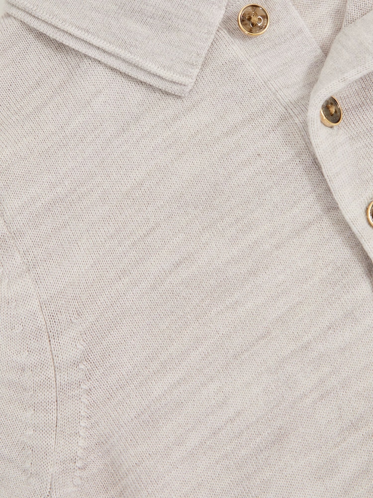 Reiss Wicker Melange Manor Merino Wool Short Sleeve Polo Shirt - Image 4 of 4