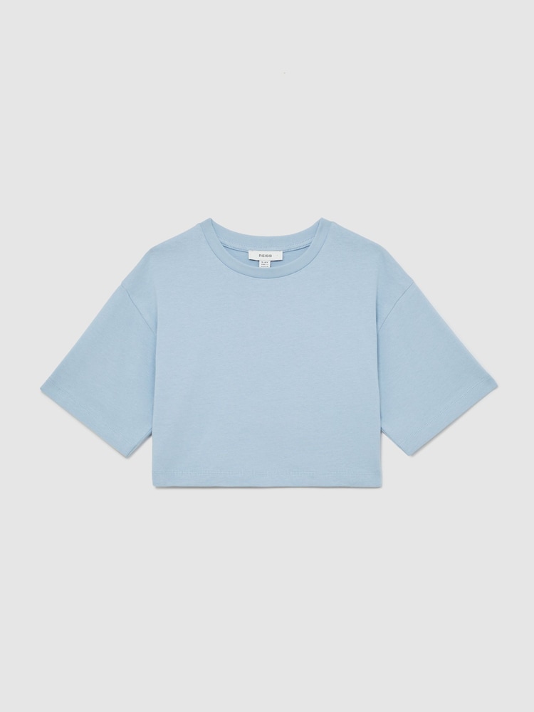 Reiss Blue Alex 13-14 yrs Cotton Oversized Cropped T-Shirt - Image 2 of 4 Reiss Blue Alex 13-14 yrs Cotton Oversized Cropped T-Shirt - Image 2 of 4