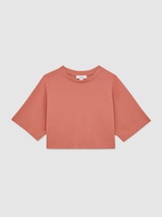 Reiss Rose Alex Cotton Oversized Cropped T-Shirt - Image 1 of 4