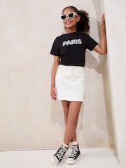 Negro - Lipsy 100% Cotton Embellished Paris T-Shirt (5-16yrs) - Imagen 3 de 4