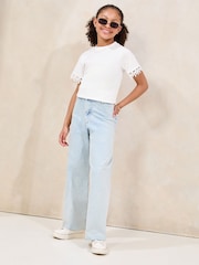 Lipsy 100% Cotton Bow Trim T-Shirt (5-16yrs) - Imagen 3 de 4