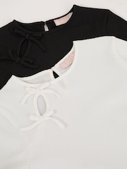 Lipsy 2 Pack Bow Eyelet Detail Tops (5-16yrs) - Imagen 2 de 7