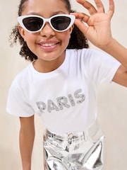 Lipsy White 100% Cotton Embellished Paris T-Shirt (5-16yrs) - Image 1 of 4