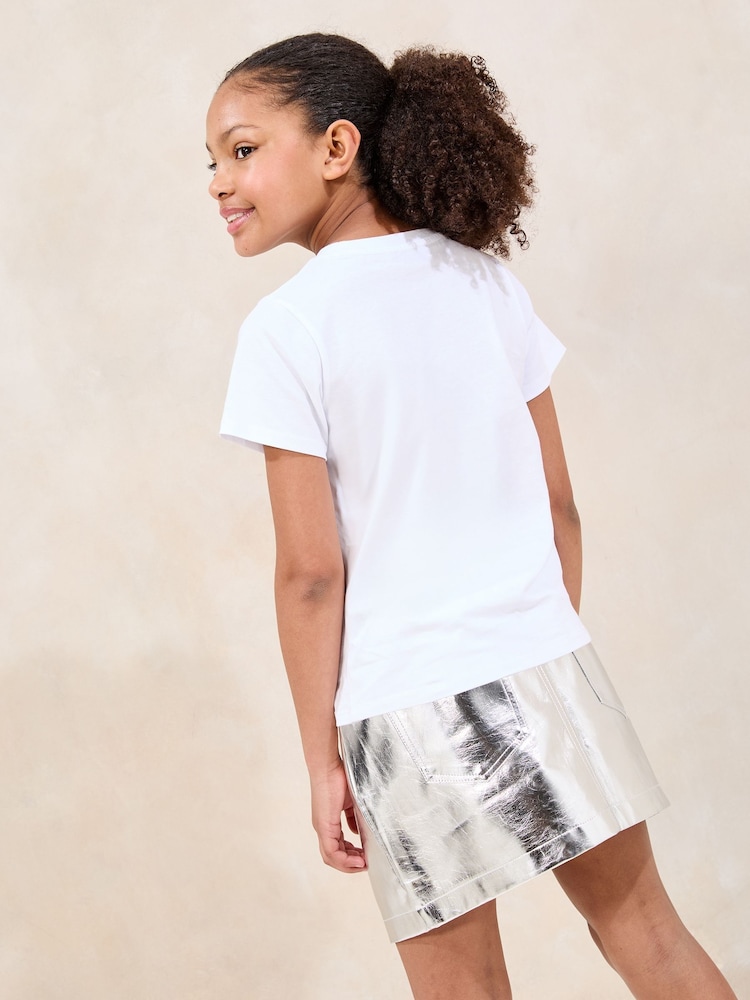 Lipsy White 100% Cotton Embellished Paris T-Shirt (5-16yrs) - Image 4 of 4