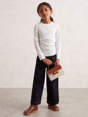 Reiss Ivory Trina 9-13 yrs Cotton Ruched Long-Sleeve T-Shirt with Stretch - Image 3 of 4