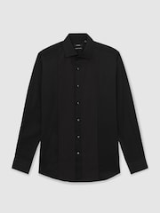 Reiss Black Marcel Regular Fit Cotton Dinner Shirt - Image 8 of 8