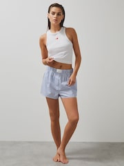 Reiss Soft Blue Carlo McLaren F1 Team Stripe Poplin Shorts - Image 5 of 7