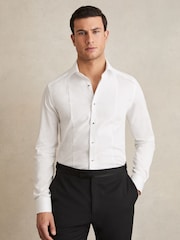 Reiss White Slim Fit Cotton Double Cuff Dinner Shirt - Image 1 of 6