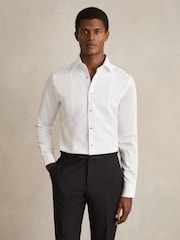 Reiss White Regular Fit Cotton Double Cuff Dinner Shirt - Image 4 of 9
