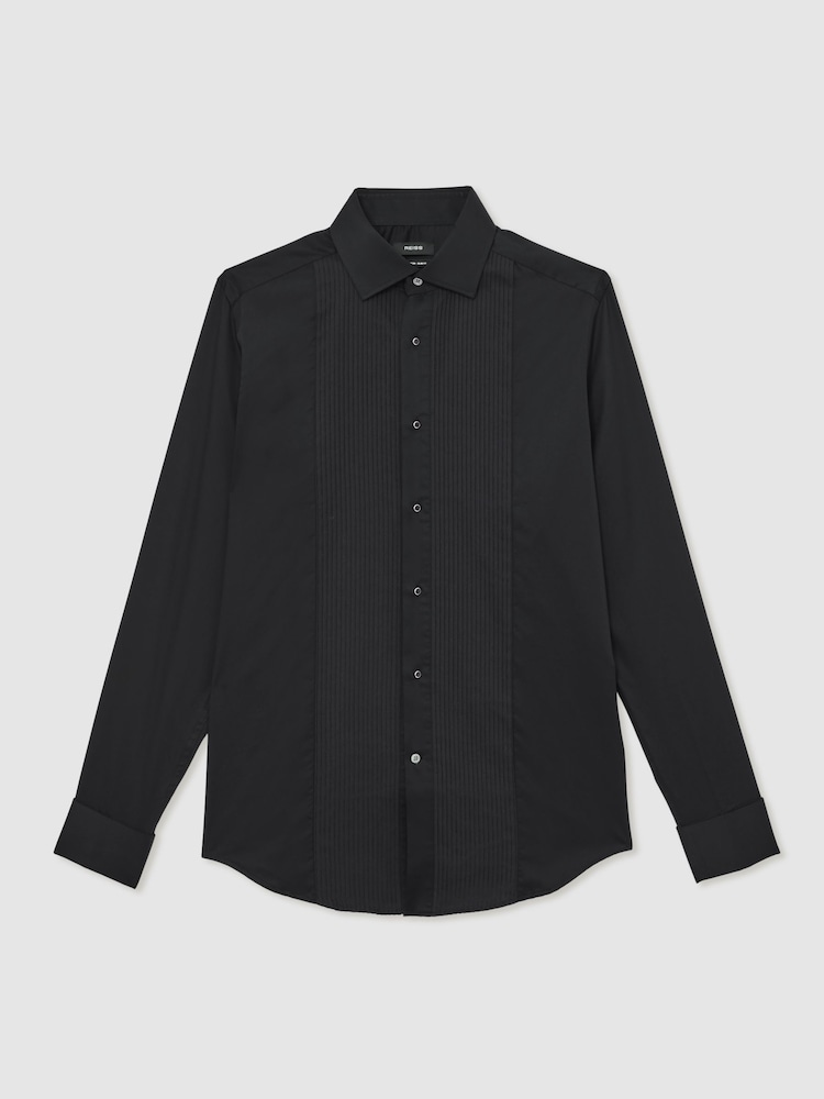 Reiss Black Marcel Slim Fit Cotton Double-Cuff Dinner Shirt Regular-Fit - Image 2 of 7
