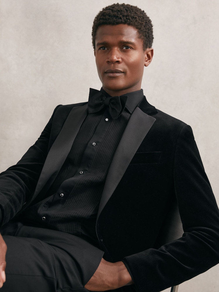 Reiss Marcel Regular Fit Cotton Double-cuff Dinner Men Shirt - Black