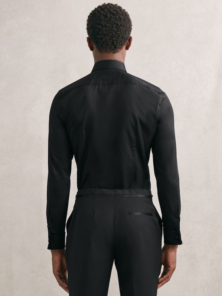 black french cuff dress shirt slim fit Men's Slim Fit White French Cuff Tuxedo Shirt main image 0