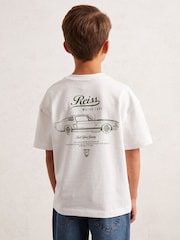 Reiss White/Green Russell 13-14 yrs Cotton Motor Cars-Print T-Shirt - Image 3 of 4